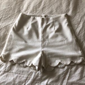 White Scallop Shorts